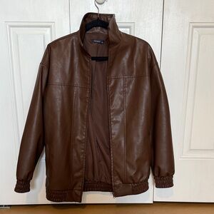 Chocolate Brown Faux Leather Jacket
